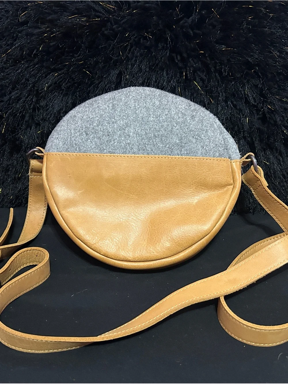 Hearth & Hand Tan and Gray Round Crossbody Bag